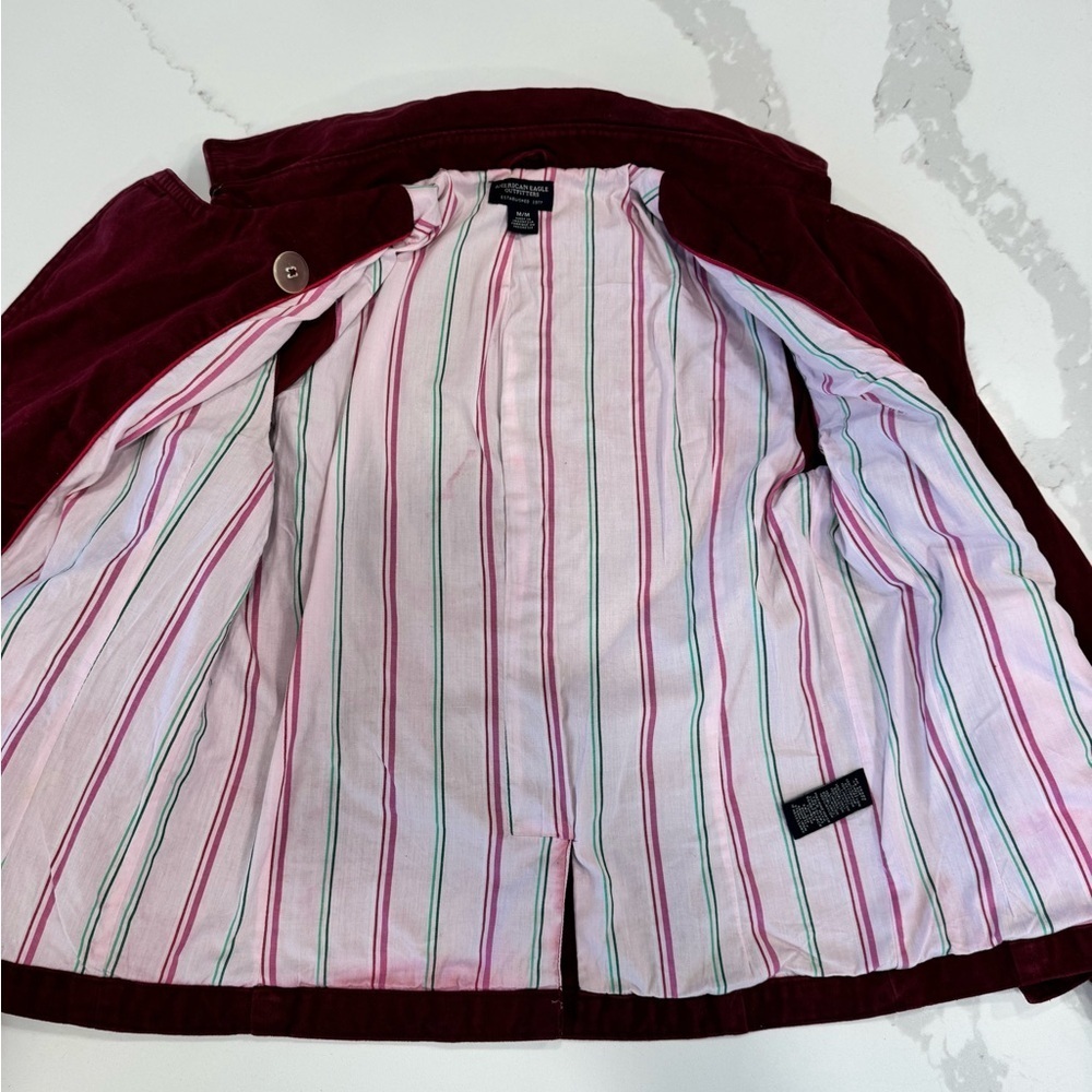 American Eagle Outfitters Red and Pink Striped Shirt - Picture 9 of 10